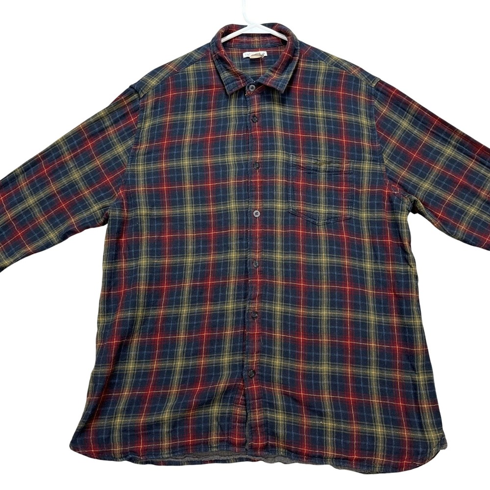 Carbon 2 Cobalt Shirt Mens L Blue Red Yellow Plaid Long Sleeve Lined Button Down